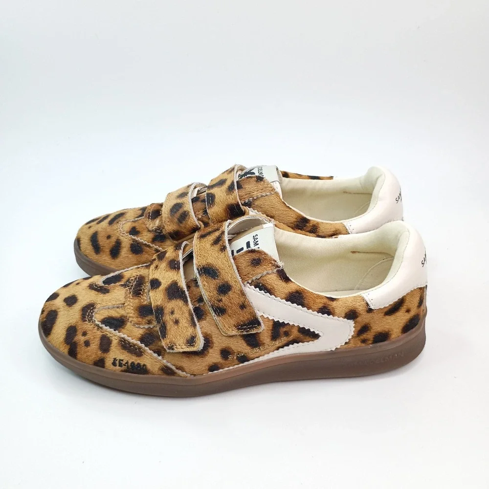 Sam Edelman Leopard Print Calf Hair Hook‎ Loop Sneaker Brown White Womens 6M